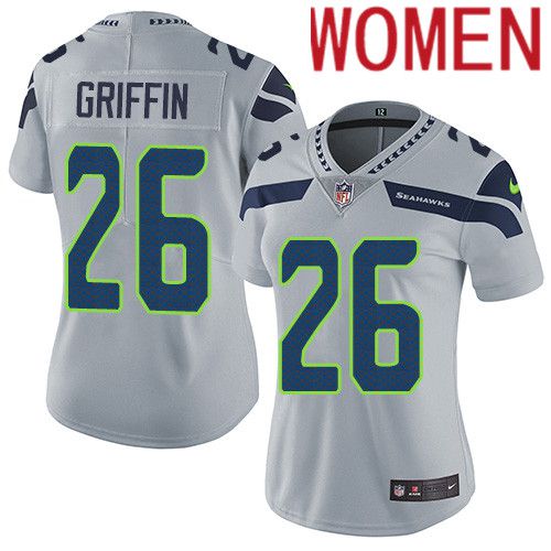 Women Seattle Seahawks #26 Shaquill Griffin Nike Gray Vapor Limited NFL Jersey